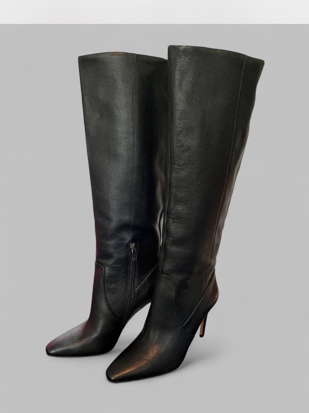 Vince Camuto Black Knee-High Pointed-Toe Stiletto Boots